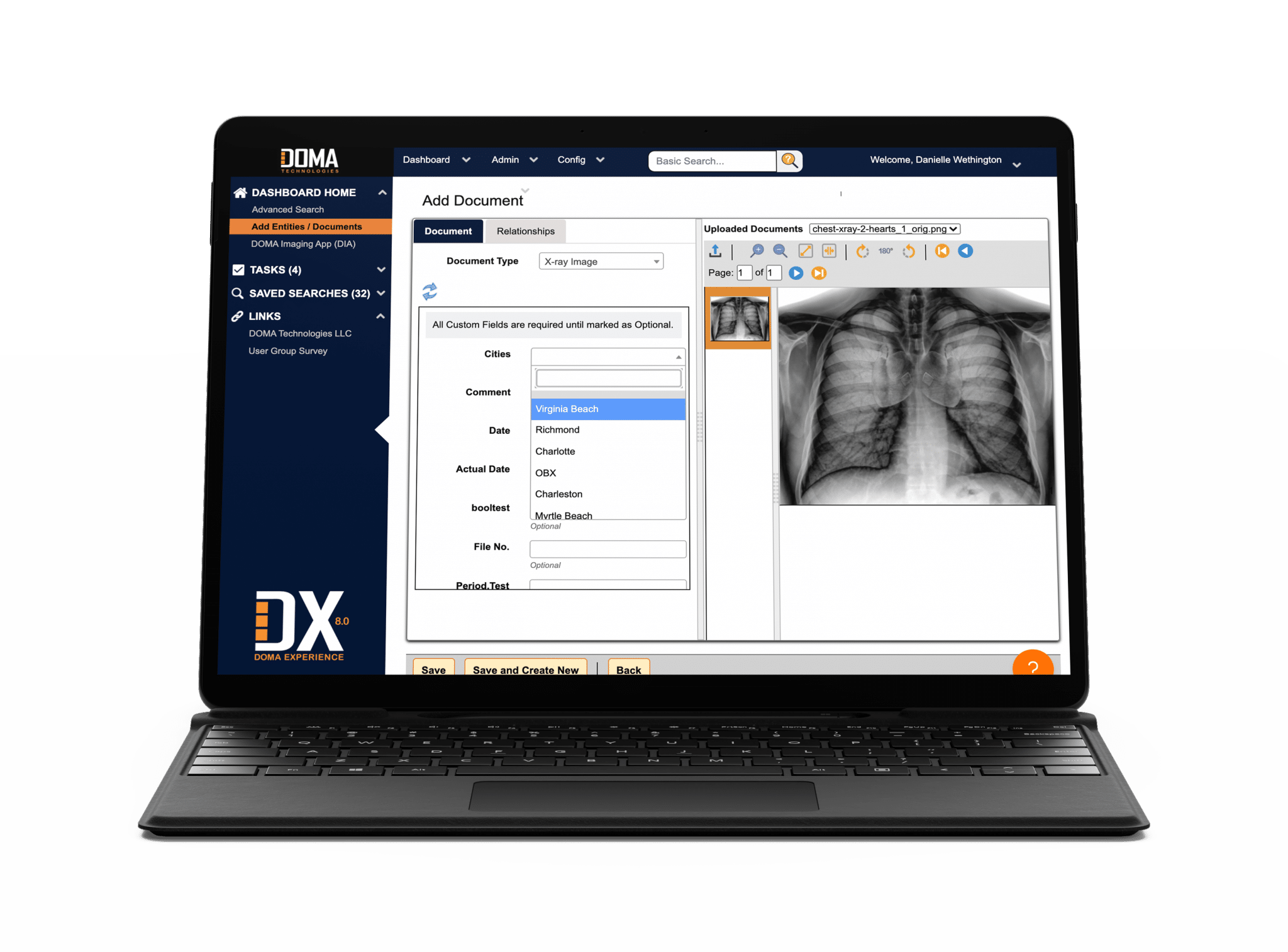 DX Software Medical Mock-up on Laptop