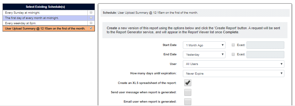 report scheduling